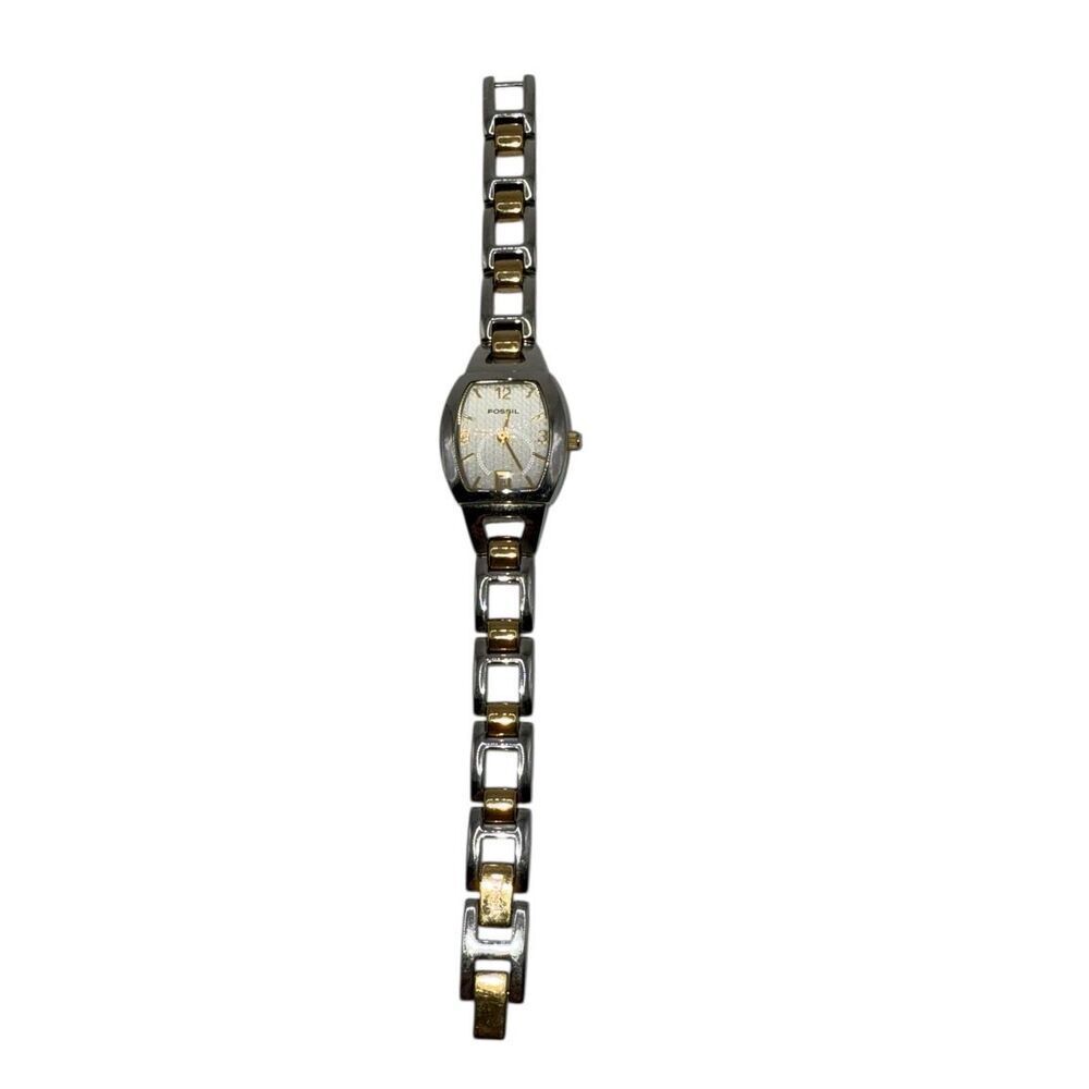 Fossil F2 Silver Tone Oval FaceCase Link Bracelet Band Watch Stainless Steel